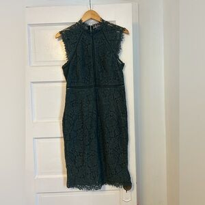 Bardot Dark Green Lace Sleeveless Dress